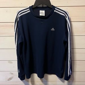 Adidas Vintage 3 Stripes Crew Sweatshirt Athletic Wear Navy Size M